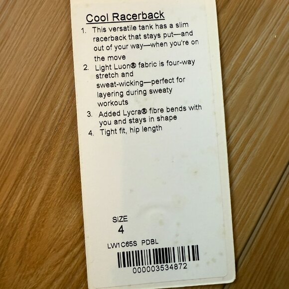 Lululemon Cool Racerback Pipe Dream Blue size 4 - Picture 4 of 4